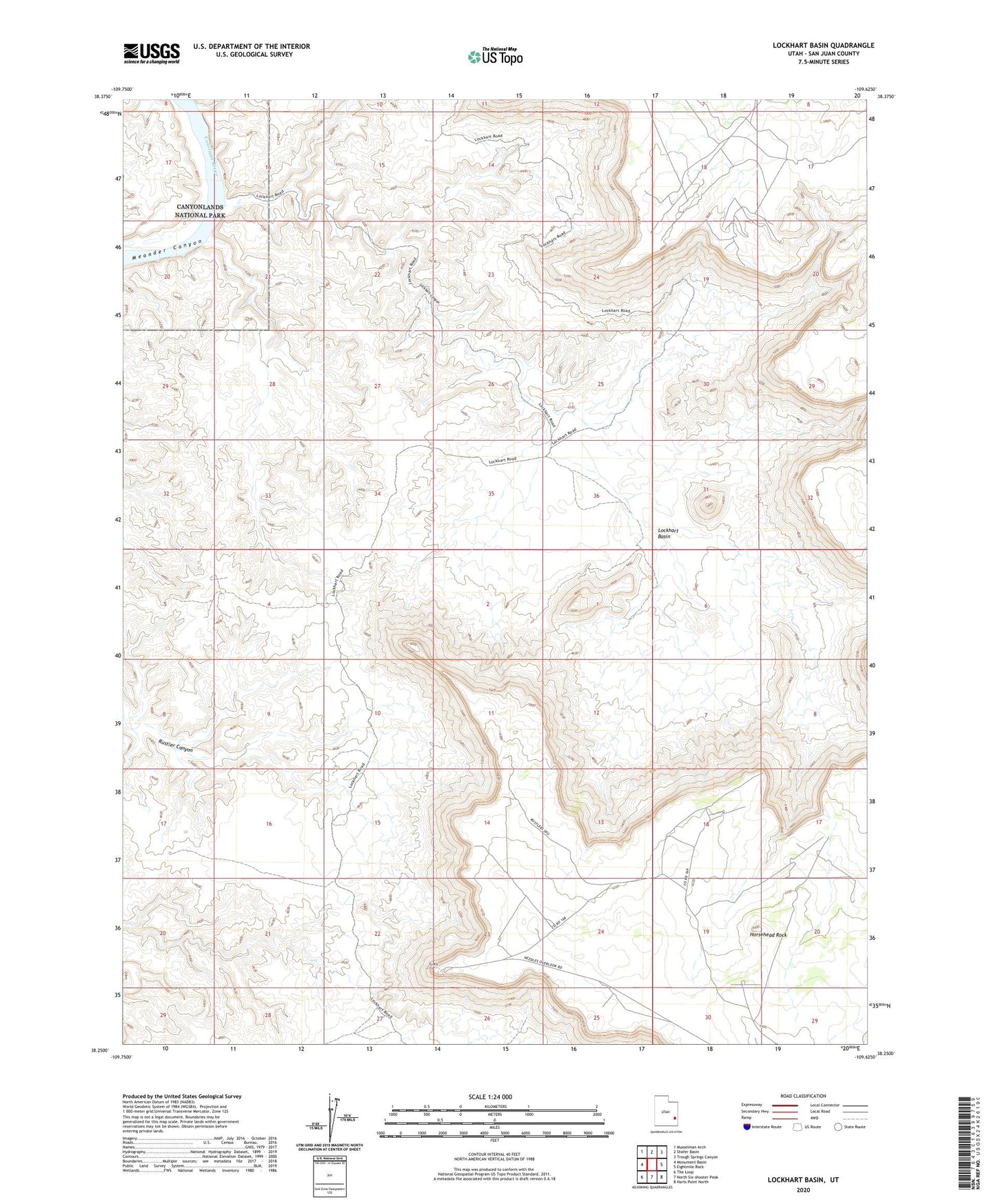 Lockhart Basin Utah US Topo Map Image