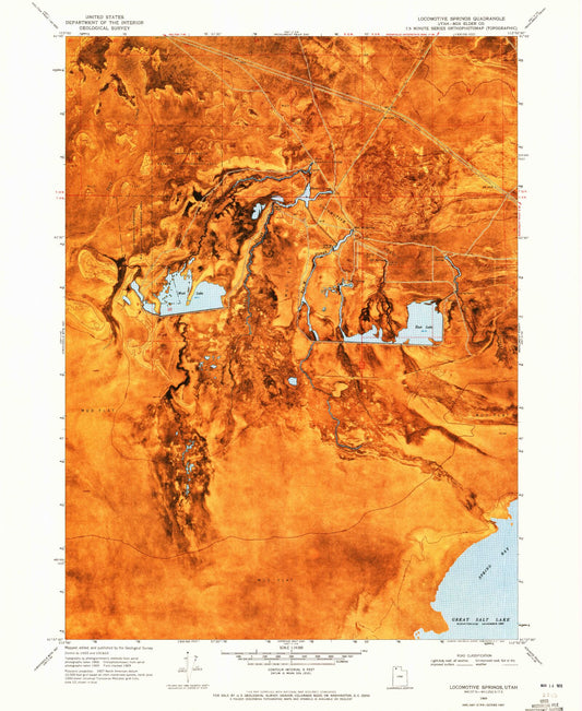 Classic USGS Locomotive Springs Utah 7.5'x7.5' Topo Map Image