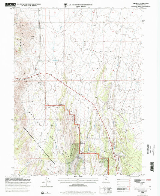 Classic USGS Lofgreen Utah 7.5'x7.5' Topo Map Image
