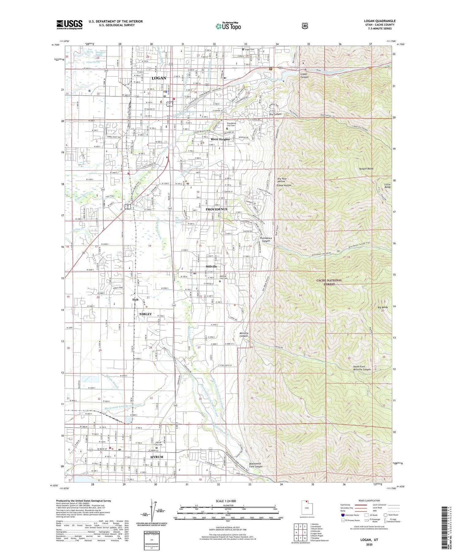 Logan Utah US Topo Map Image