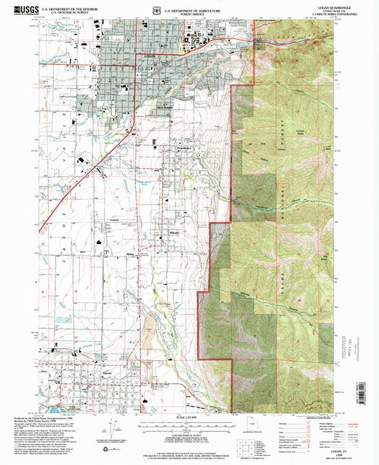 Classic USGS Logan Utah 7.5'x7.5' Topo Map Image