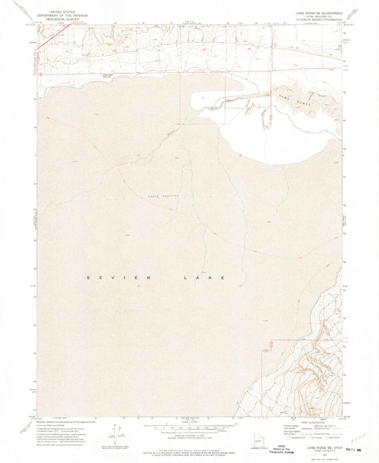 Classic USGS Long Ridge SE Utah 7.5'x7.5' Topo Map Image