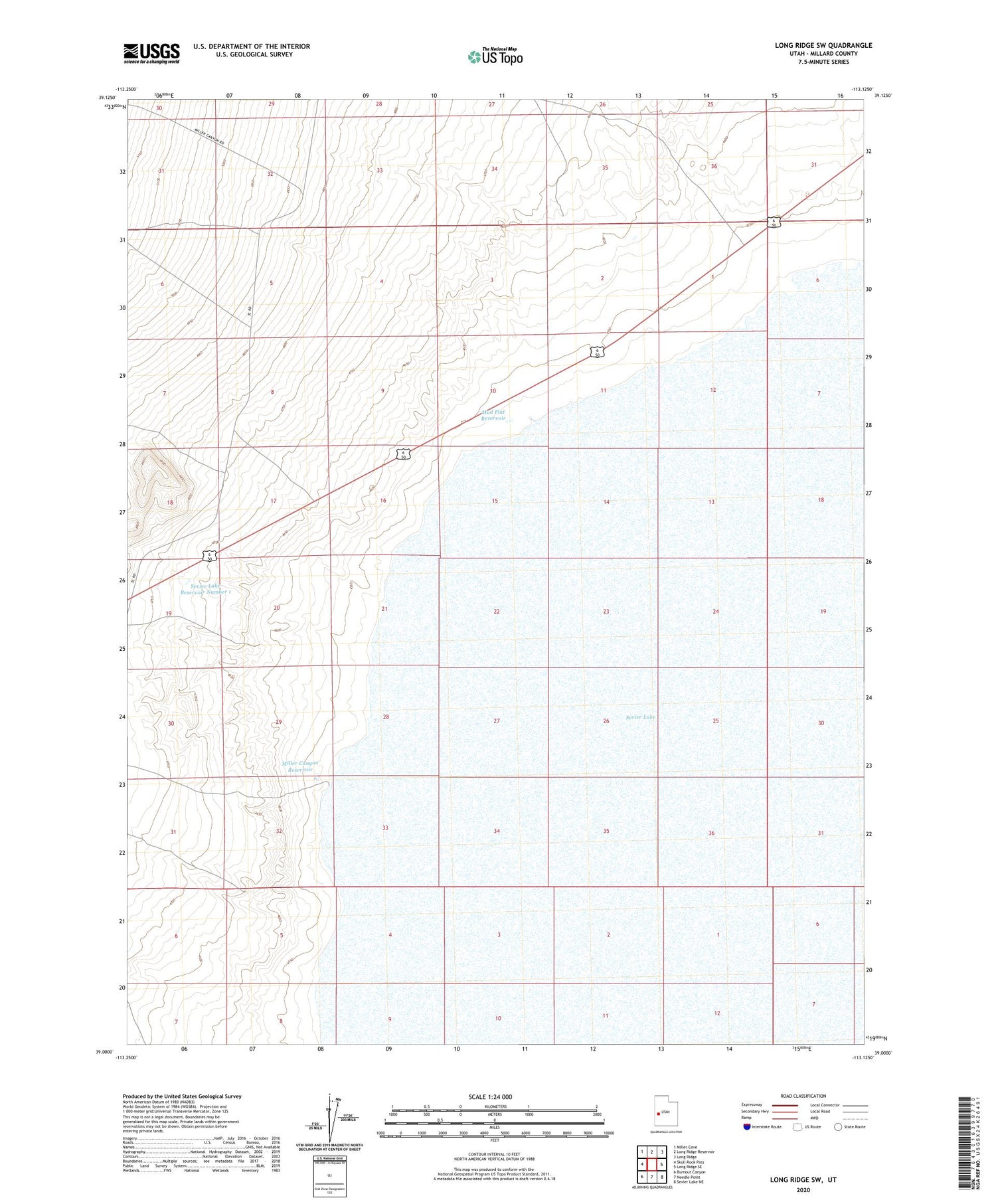 Long Ridge SW Utah US Topo Map Image