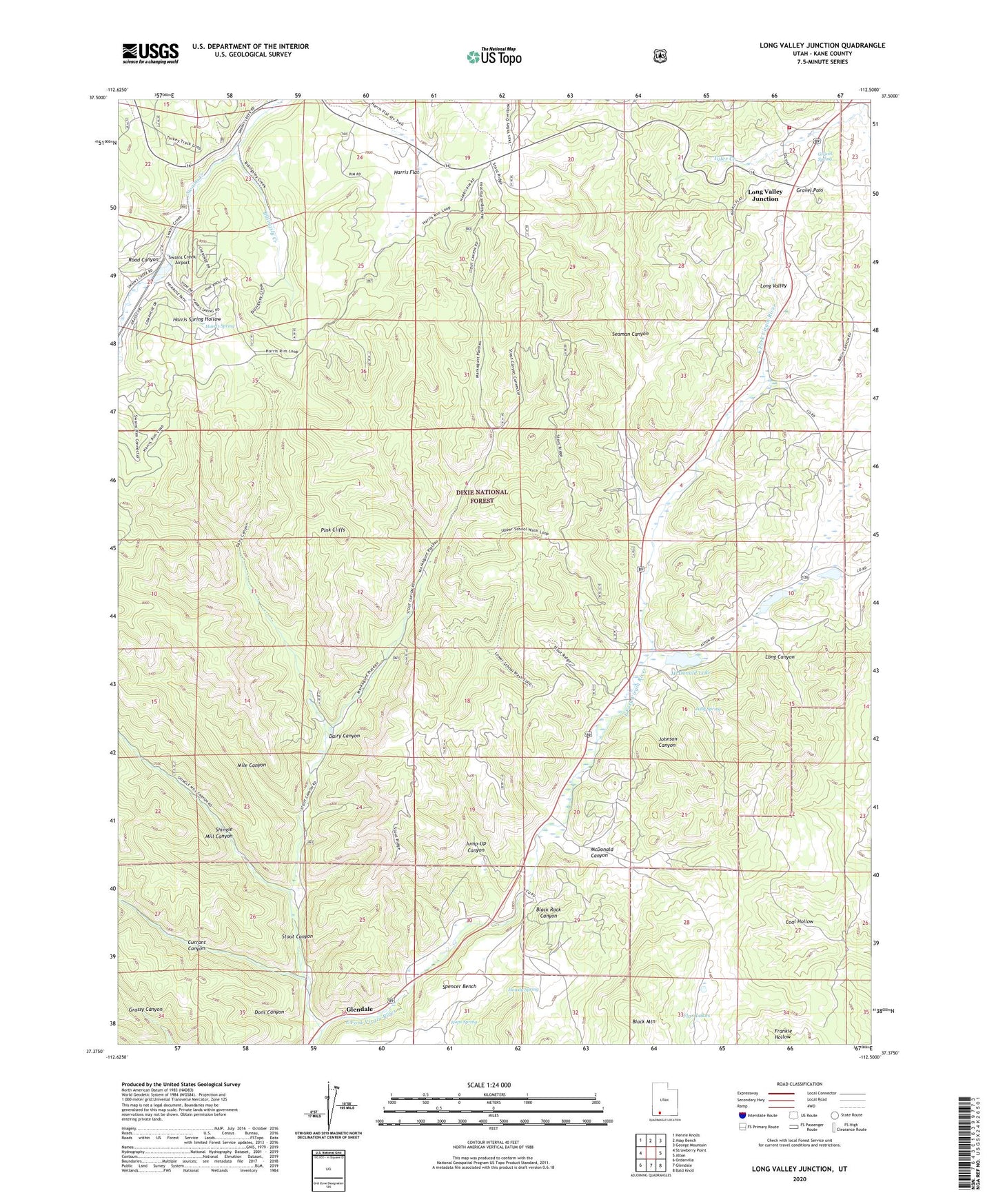 Long Valley Junction Utah US Topo Map Image