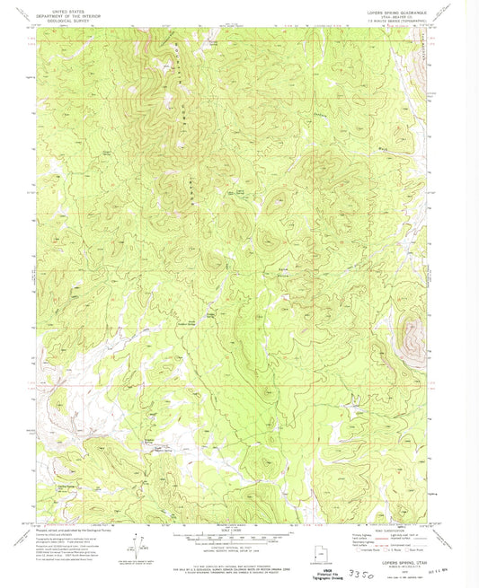 Classic USGS Lopers Spring Utah 7.5'x7.5' Topo Map Image