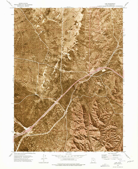 Classic USGS Low Utah 7.5'x7.5' Topo Map Image