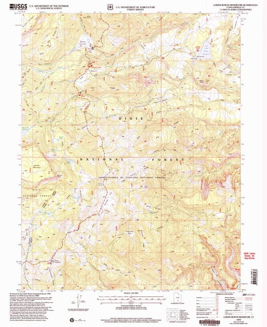 Classic USGS Lower Bowns Reservoir Utah 7.5'x7.5' Topo Map Image