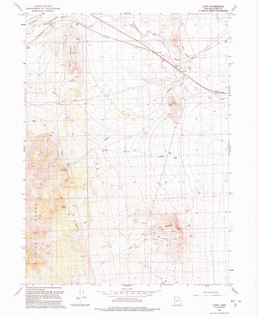 Classic USGS Lucin Utah 7.5'x7.5' Topo Map Image