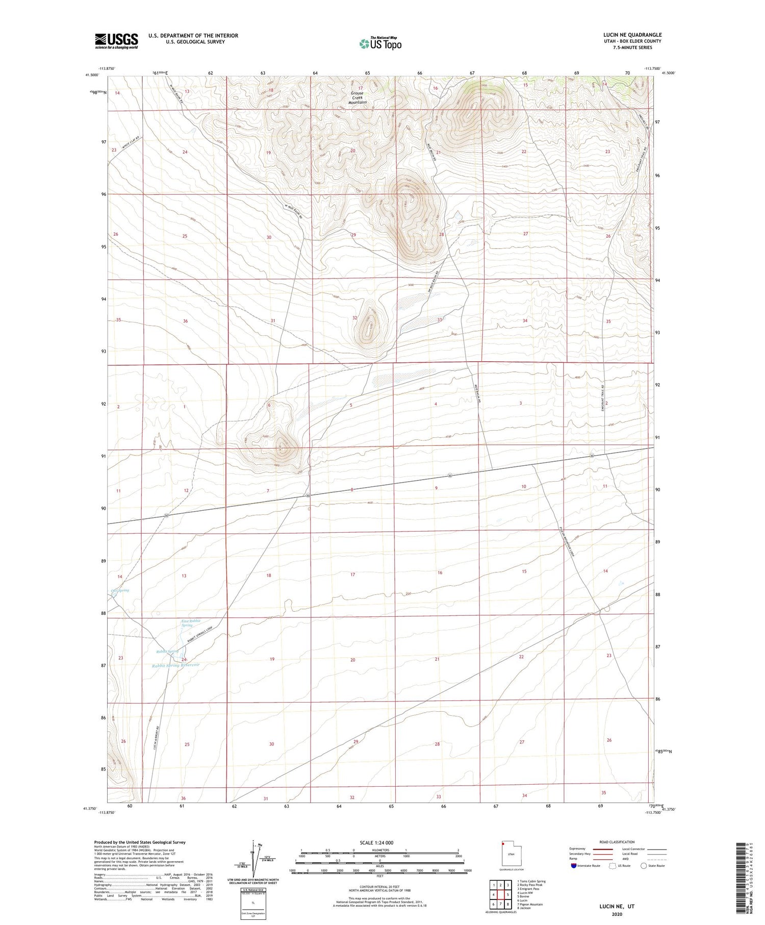 Lucin NE Utah US Topo Map Image
