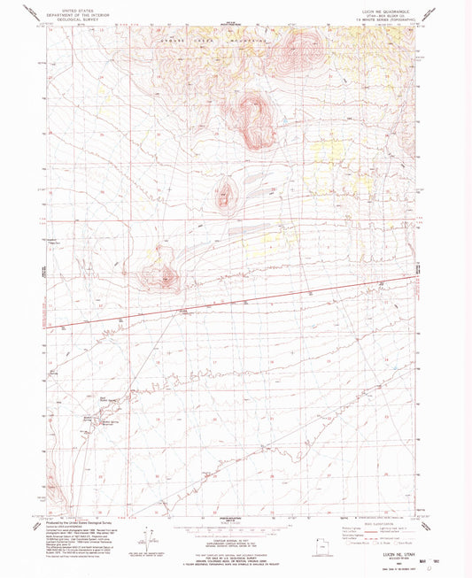 Classic USGS Lucin NE Utah 7.5'x7.5' Topo Map Image