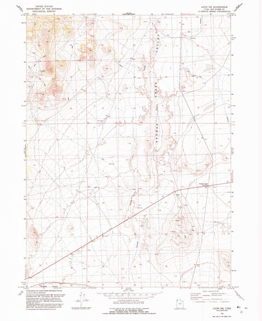 Classic USGS Lucin NW Utah 7.5'x7.5' Topo Map Image
