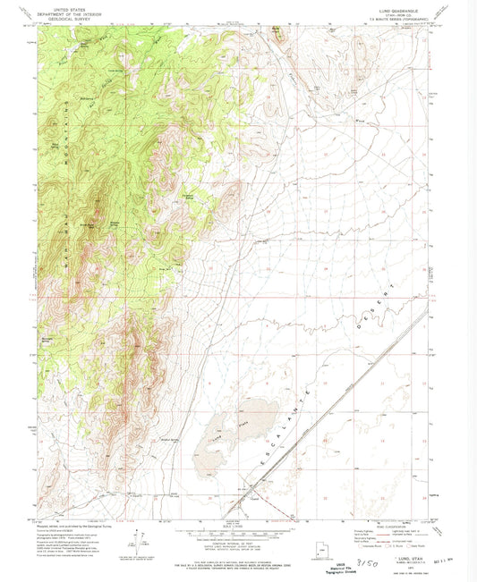 Classic USGS Lund Utah 7.5'x7.5' Topo Map Image