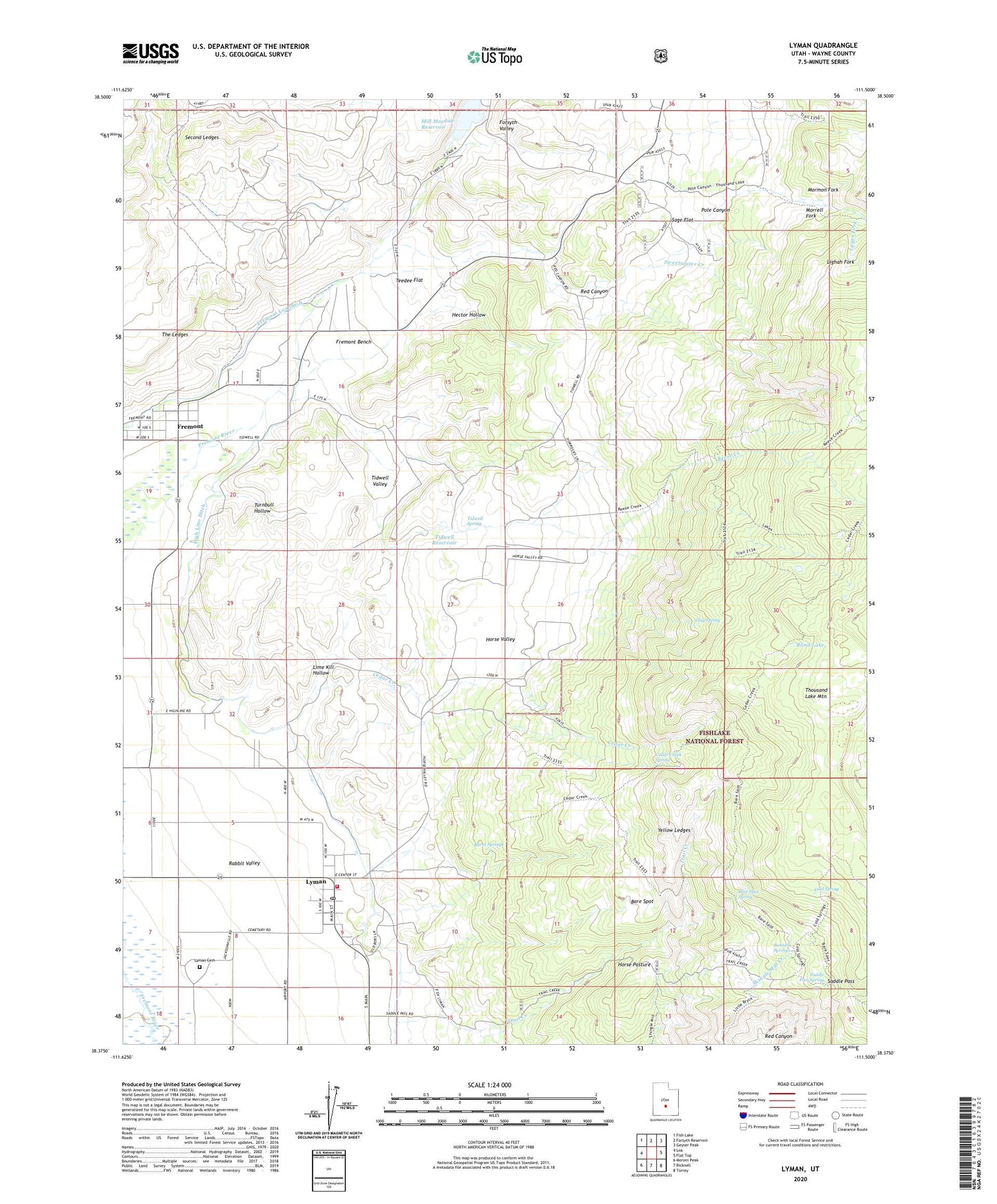 Lyman Utah US Topo Map Image