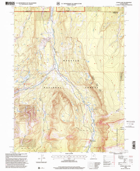 Classic USGS Lyman Lake Utah 7.5'x7.5' Topo Map Image