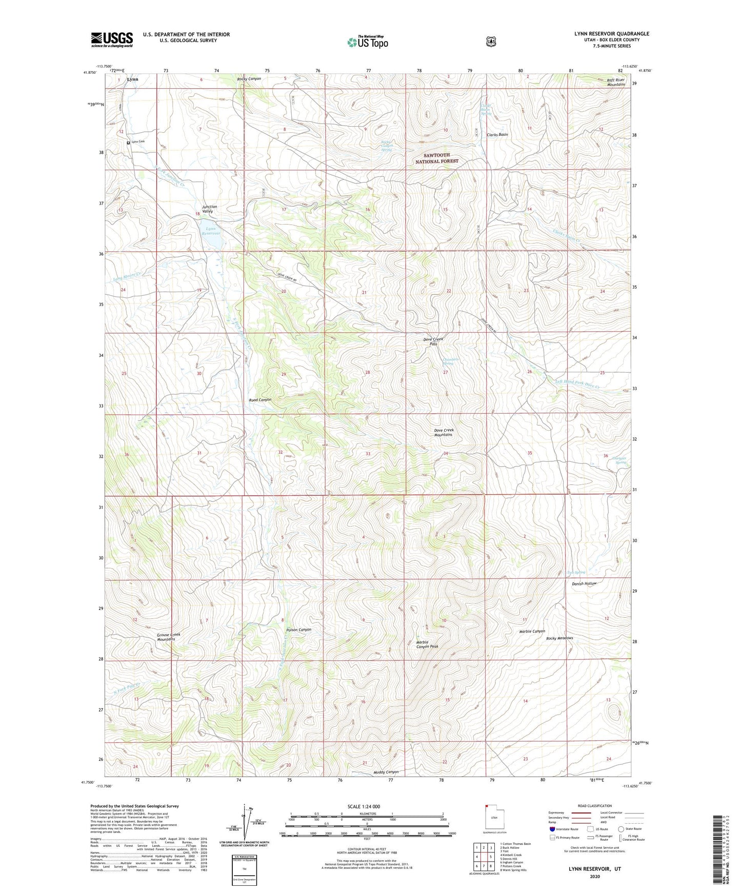 Lynn Reservoir Utah US Topo Map Image