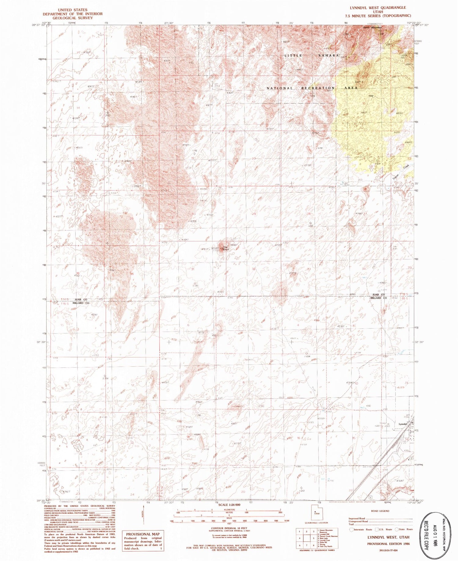 Classic USGS Lynndyl West Utah 7.5'x7.5' Topo Map Image