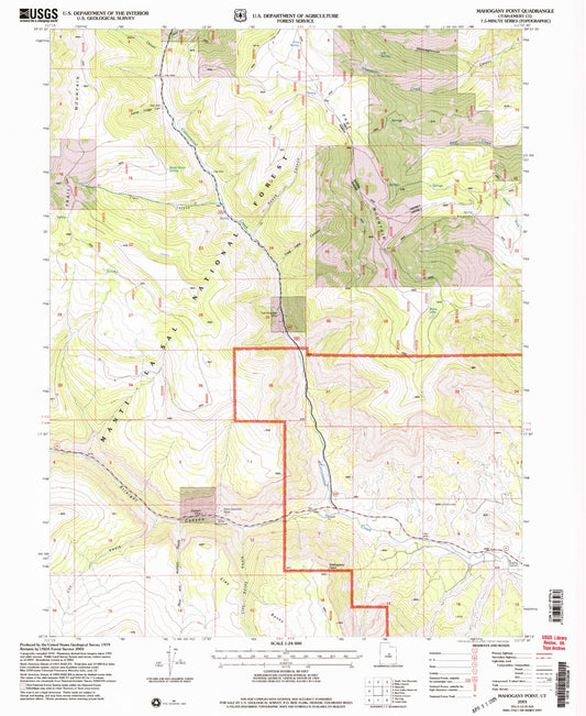Classic USGS Mahogany Point Utah 7.5'x7.5' Topo Map Image