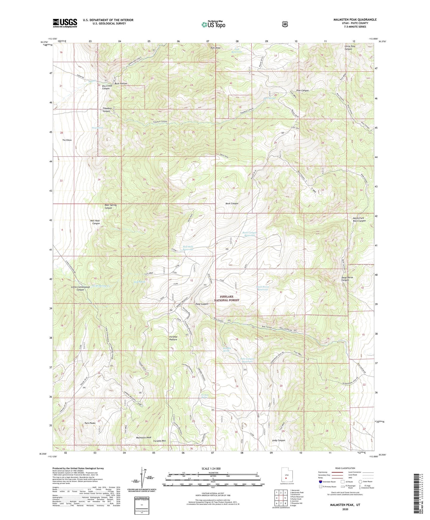 Malmsten Peak Utah US Topo Map Image