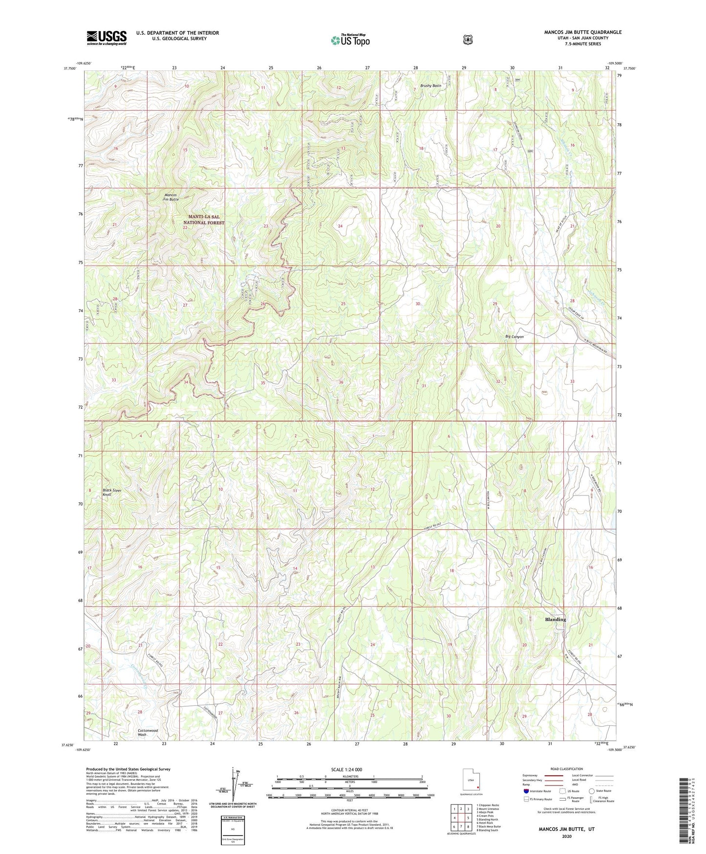 Mancos Jim Butte Utah US Topo Map Image