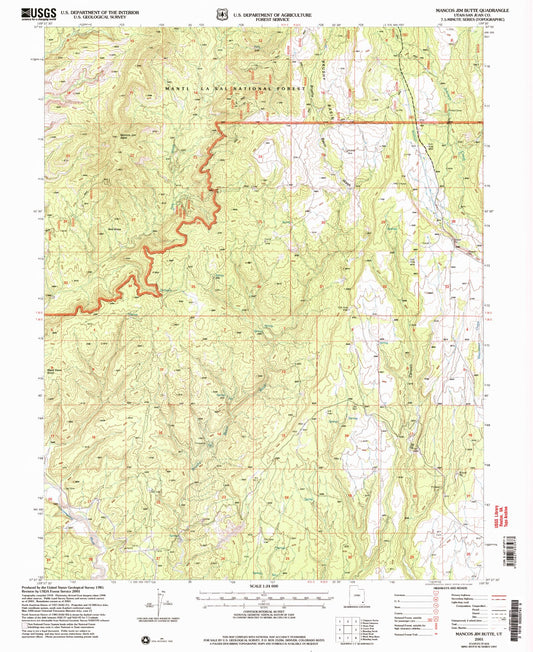 Classic USGS Mancos Jim Butte Utah 7.5'x7.5' Topo Map Image
