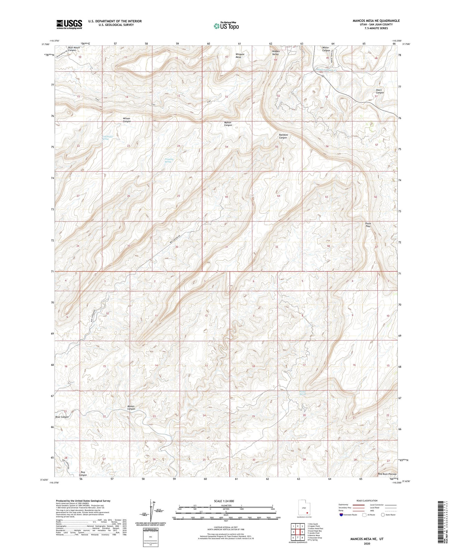 Mancos Mesa NE Utah US Topo Map Image