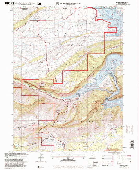 Classic USGS Manila Utah 7.5'x7.5' Topo Map Image