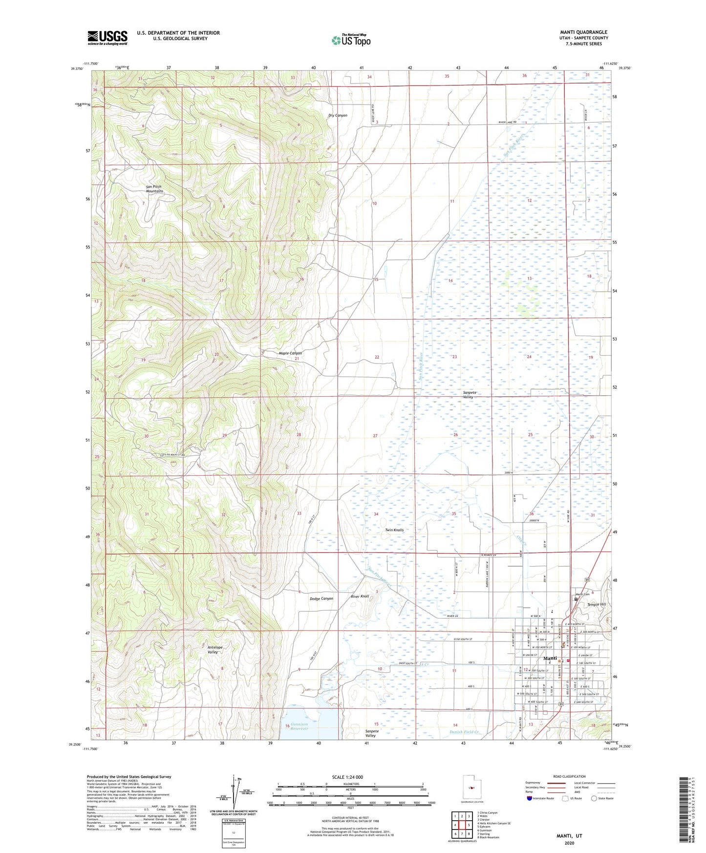 Manti Utah US Topo Map Image