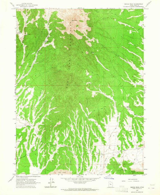 Classic USGS Maple Peak Utah 7.5'x7.5' Topo Map Image