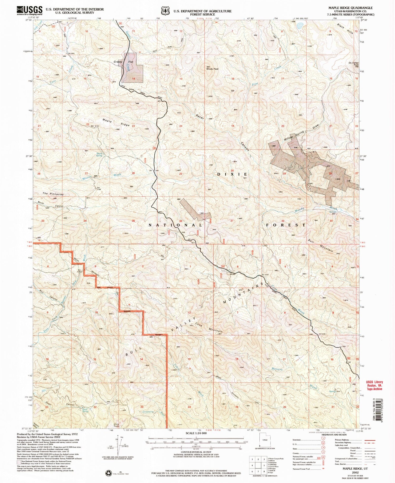 Classic USGS Maple Ridge Utah 7.5'x7.5' Topo Map Image