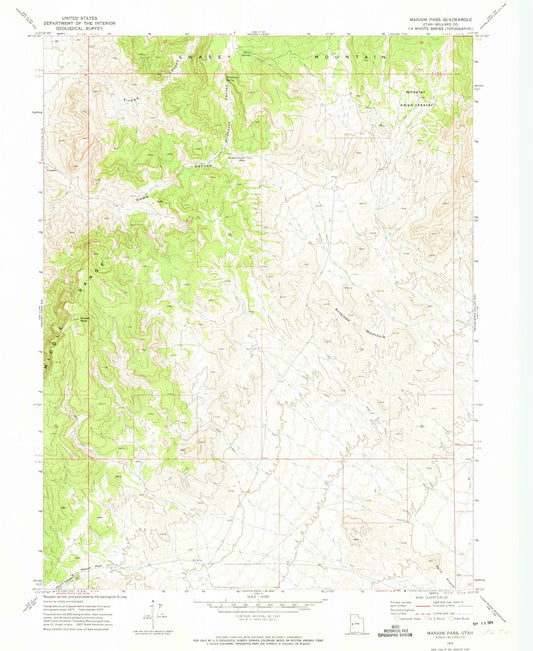 Classic USGS Marjum Pass Utah 7.5'x7.5' Topo Map Image