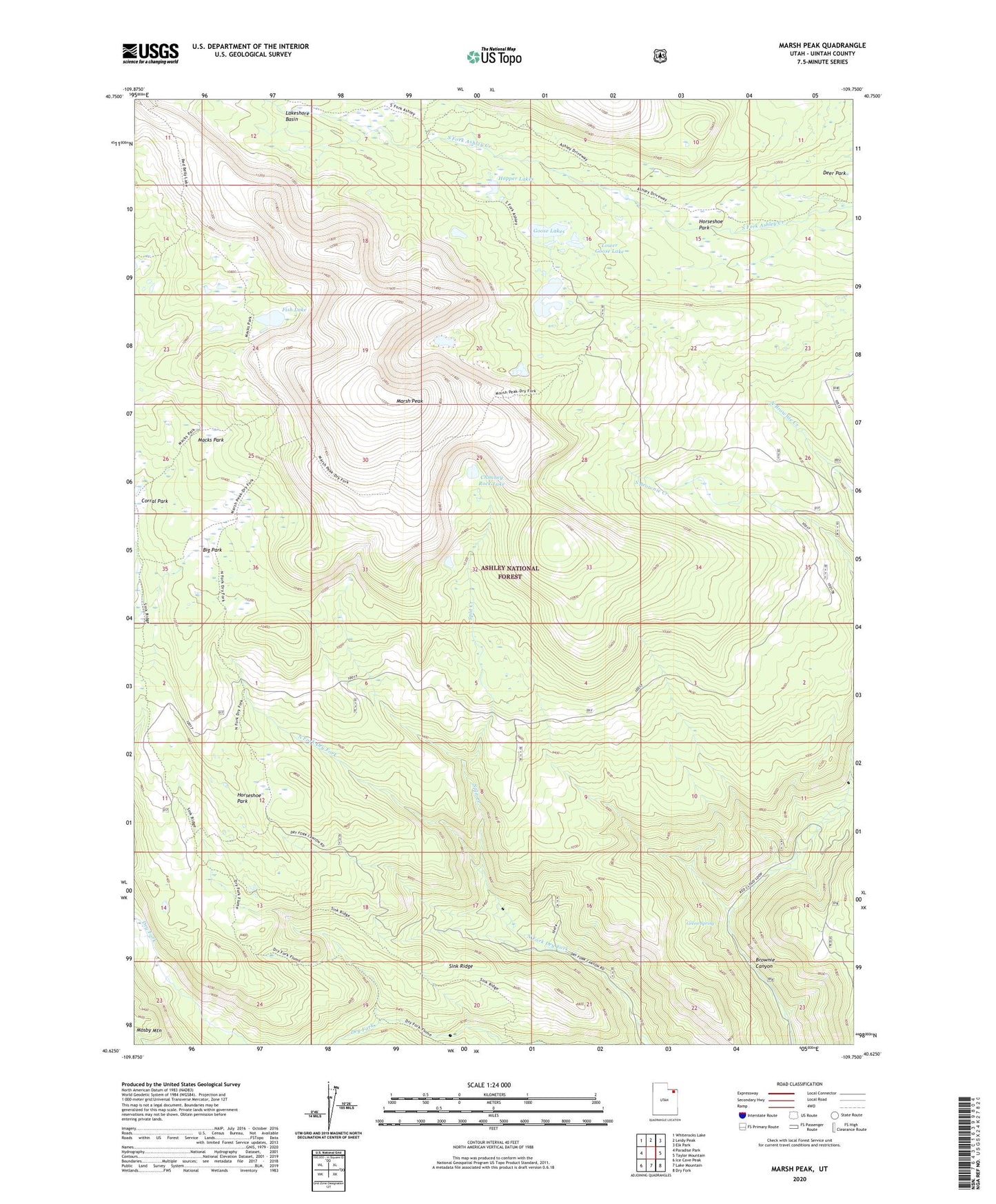 Marsh Peak Utah US Topo Map Image