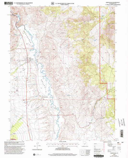 Classic USGS Marysvale Utah 7.5'x7.5' Topo Map Image