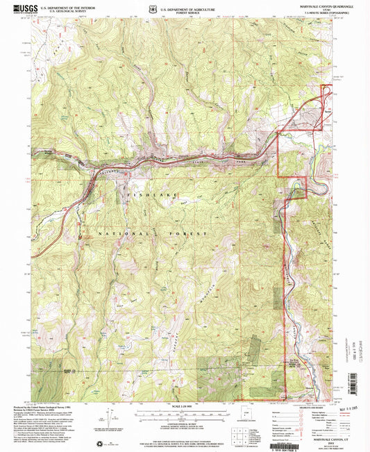 Classic USGS Marysvale Canyon Utah 7.5'x7.5' Topo Map Image