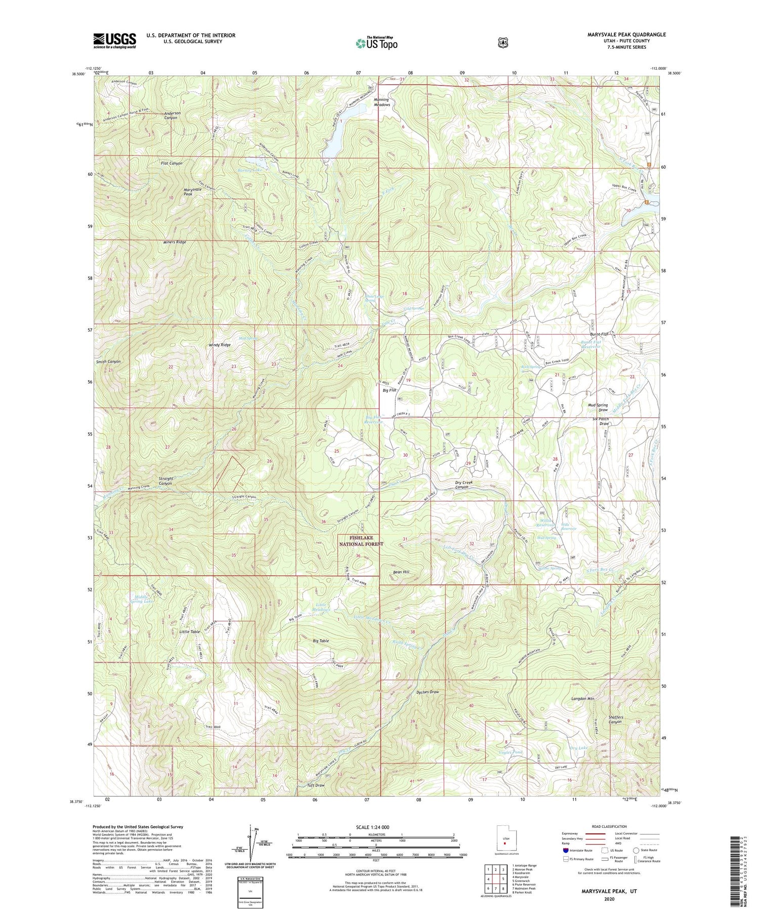 Marysvale Peak Utah US Topo Map Image