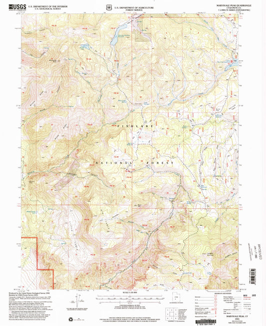 Classic USGS Marysvale Peak Utah 7.5'x7.5' Topo Map Image