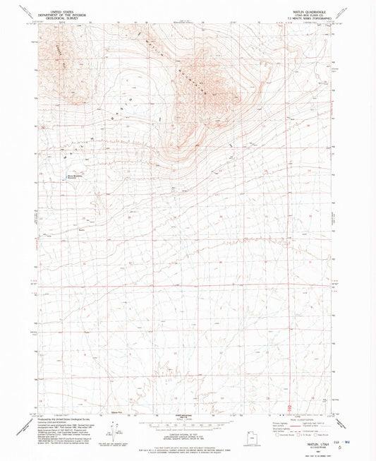 Classic USGS Matlin Utah 7.5'x7.5' Topo Map Image