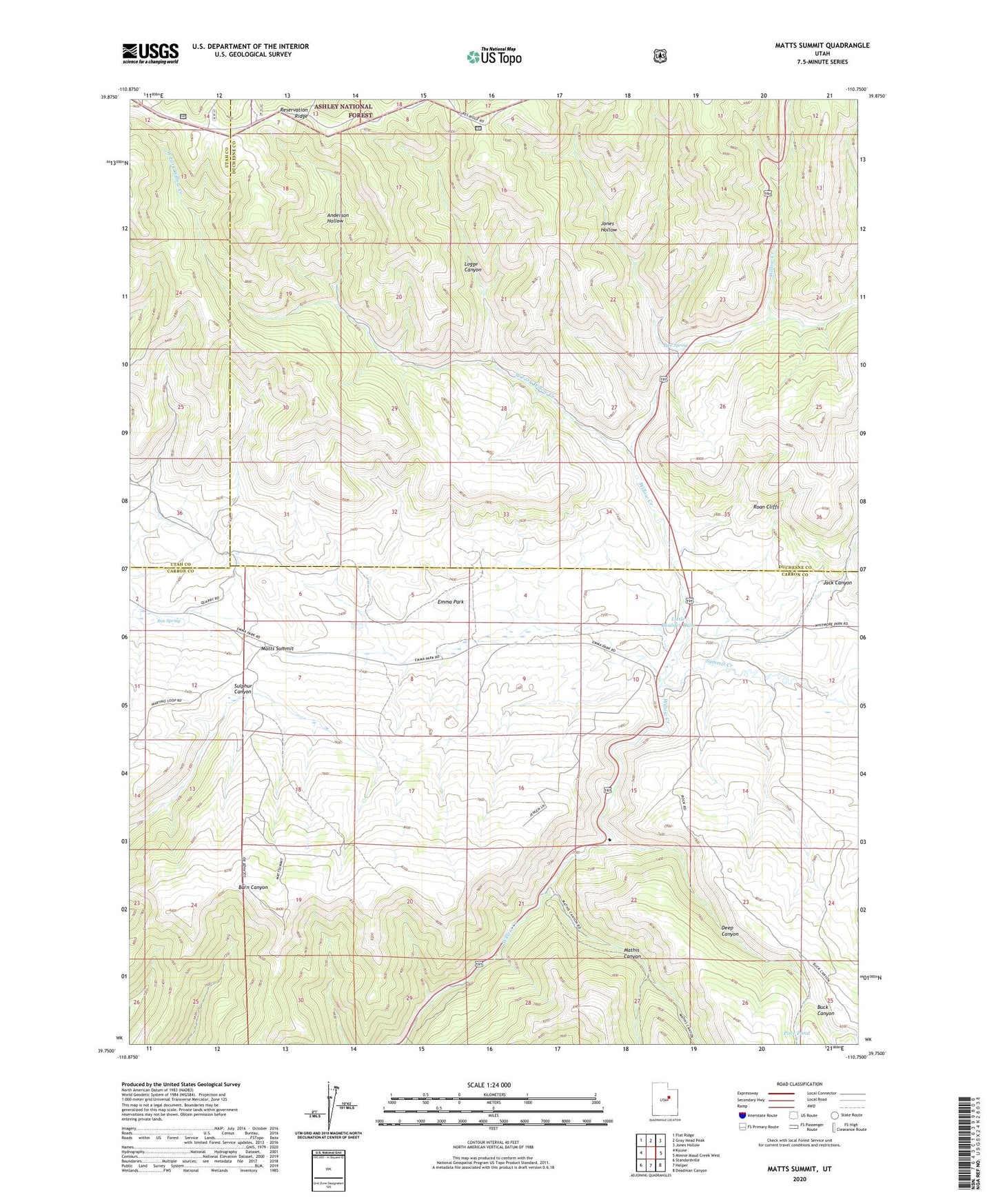 Matts Summit Utah US Topo Map Image