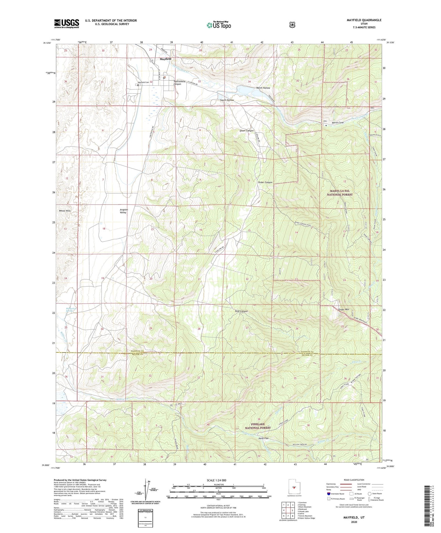 Mayfield Utah US Topo Map Image