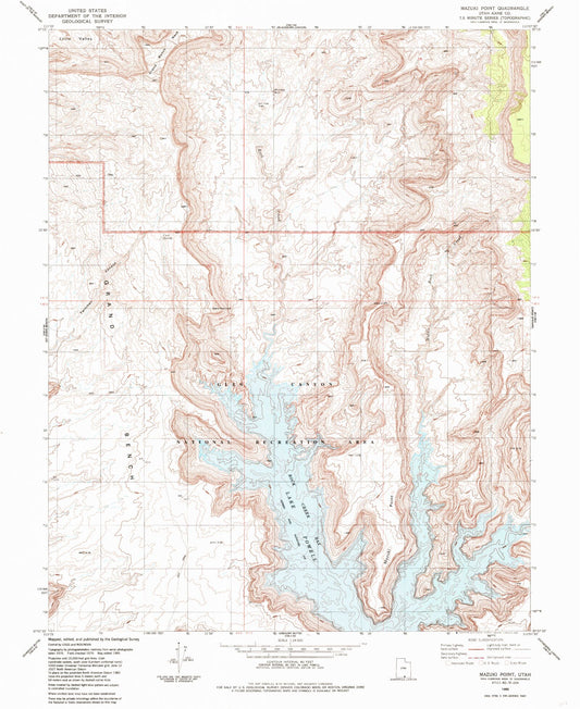 Classic USGS Mazuki Point Utah 7.5'x7.5' Topo Map Image