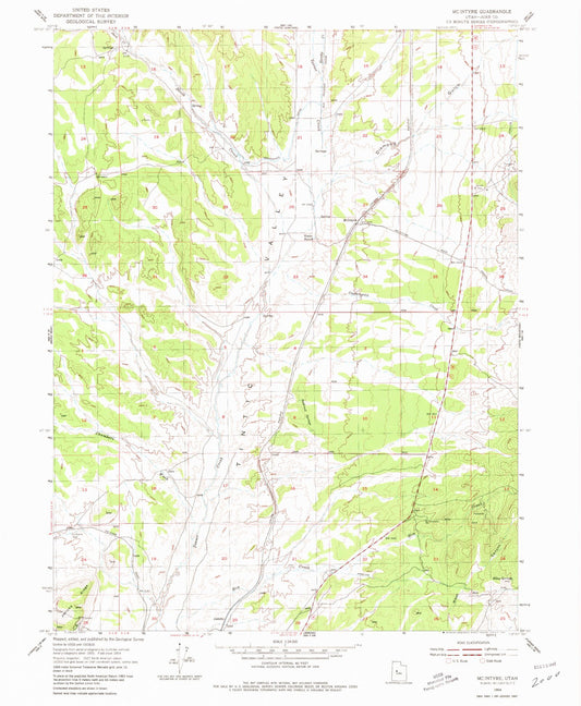 Classic USGS McIntyre Utah 7.5'x7.5' Topo Map Image