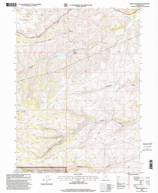Classic USGS Meachum Ridge Utah 7.5'x7.5' Topo Map Image