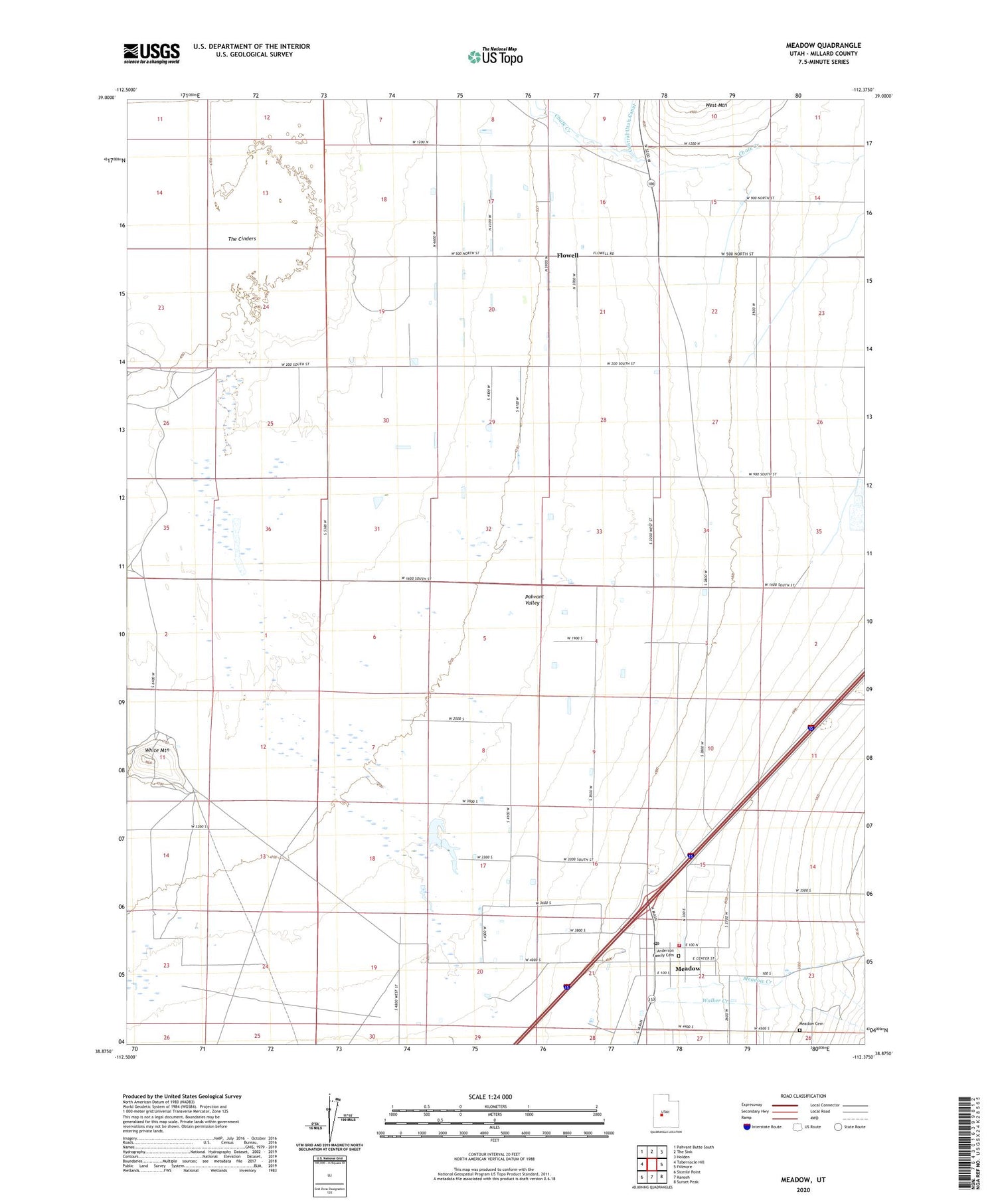 Meadow Utah US Topo Map Image