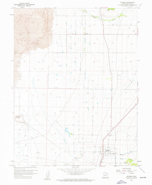 Classic USGS Meadow Utah 7.5'x7.5' Topo Map Image