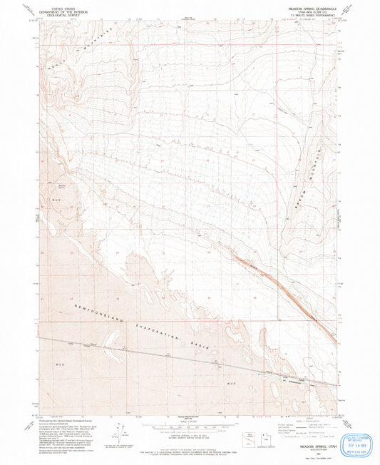 Classic USGS Meadow Spring Utah 7.5'x7.5' Topo Map Image