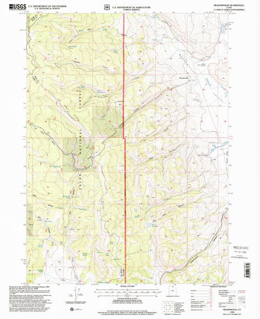 Classic USGS Meadowville Utah 7.5'x7.5' Topo Map Image
