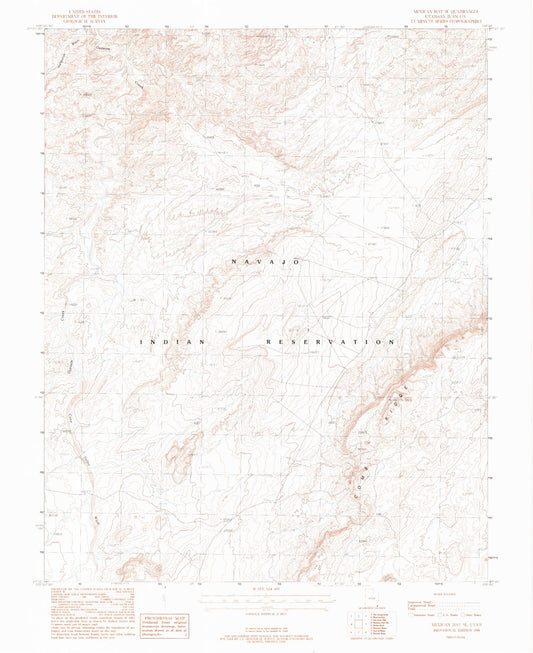 Classic USGS Mexican Hat SE Utah 7.5'x7.5' Topo Map Image