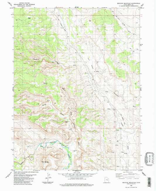 Classic USGS Mexican Mountain Utah 7.5'x7.5' Topo Map Image