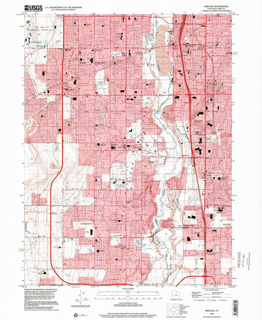 Classic USGS Midvale Utah 7.5'x7.5' Topo Map Image