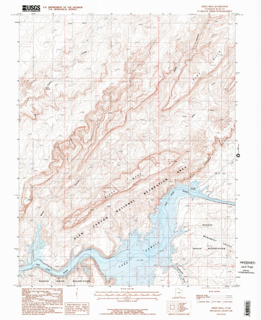 Classic USGS Mikes Mesa Utah 7.5'x7.5' Topo Map Image