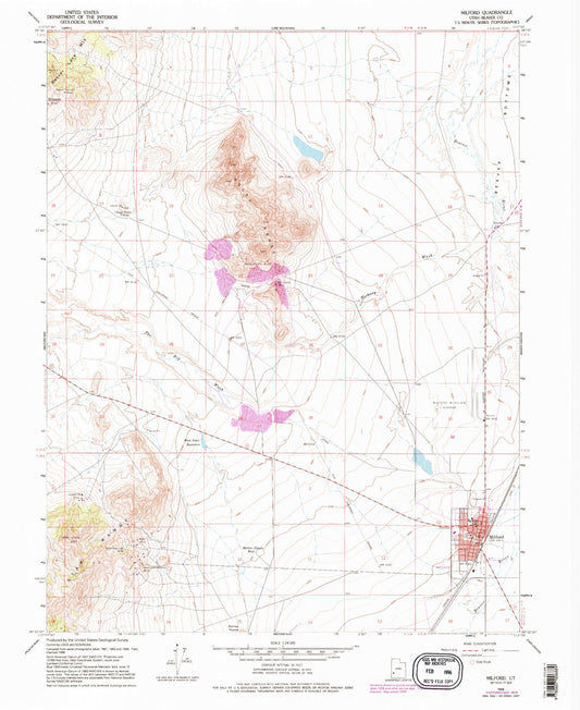 Classic USGS Milford Utah 7.5'x7.5' Topo Map Image